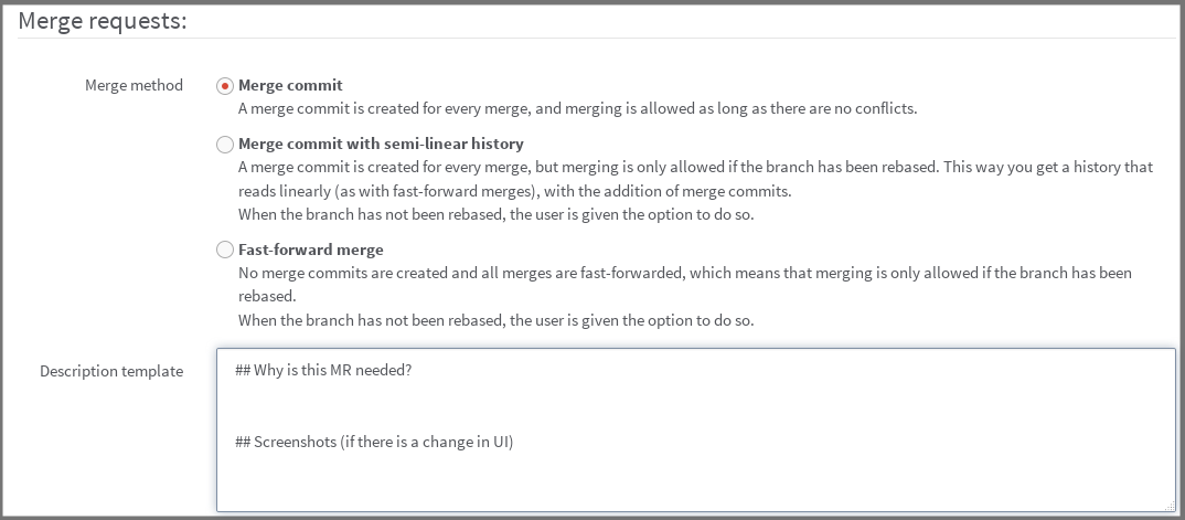 Issue template in project settings