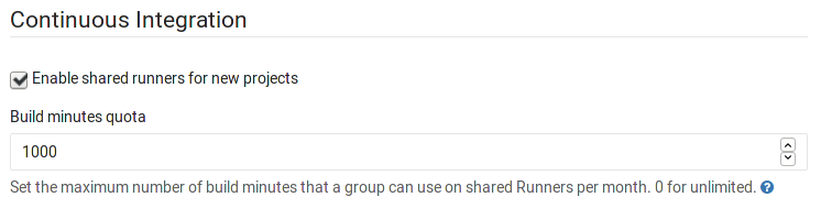 Shared Runners build minutes quota