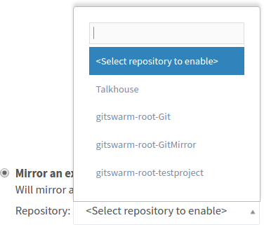 Select repository to import