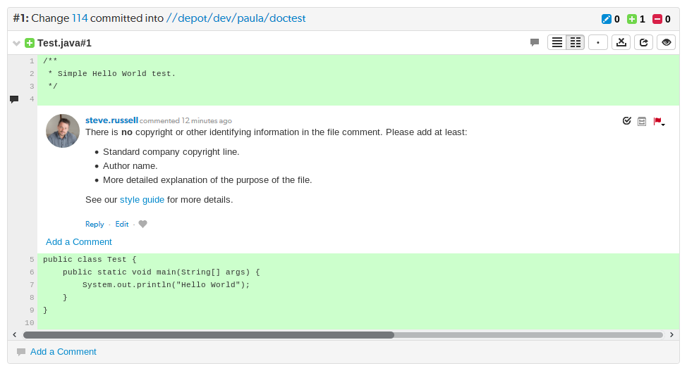 Image of an Example Comment with Markdown