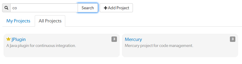 Image of a Project Name and Description Search