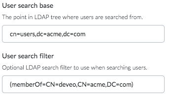 LDAP user search config