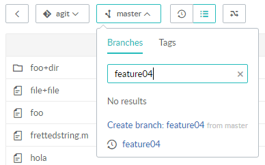 Image of the create new branch dropdown