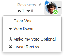Menu options after you have voted