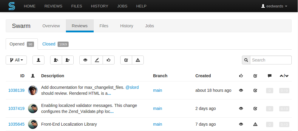 The project's review queue.