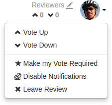 Menu options when you are a reviewer