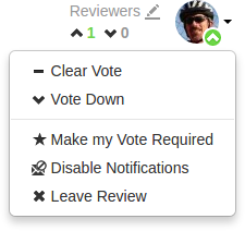 Menu options after you have voted