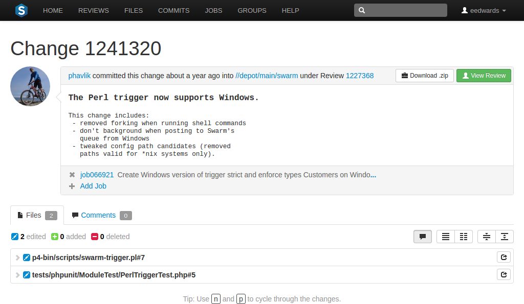 The Change page