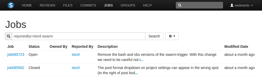 Reordered Jobs columns