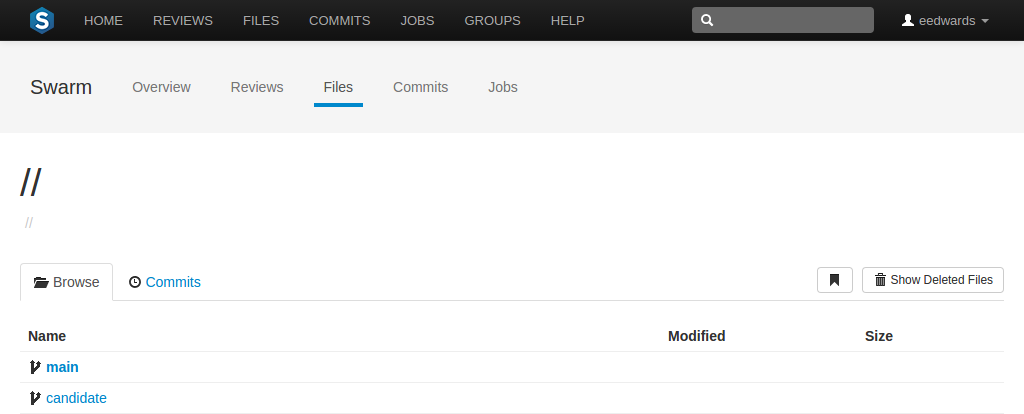 The initial files listing for a project.