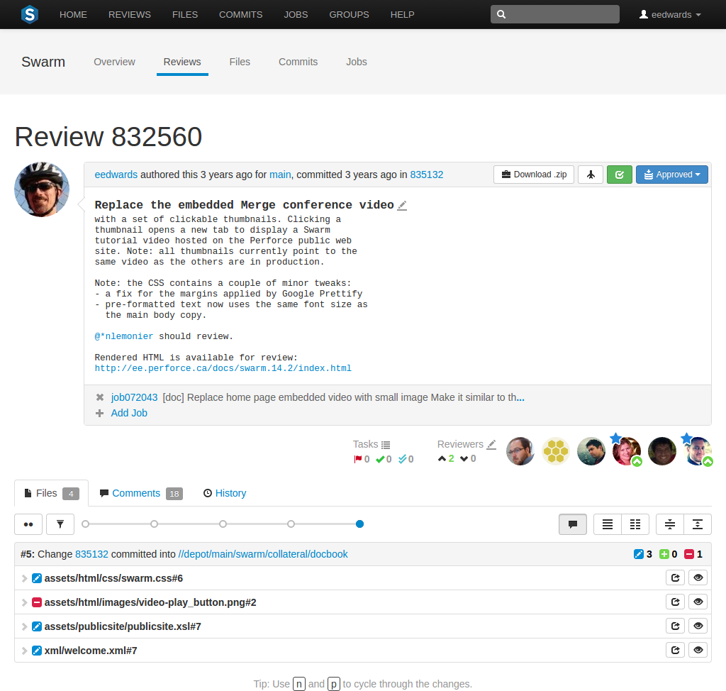 The Review interface
