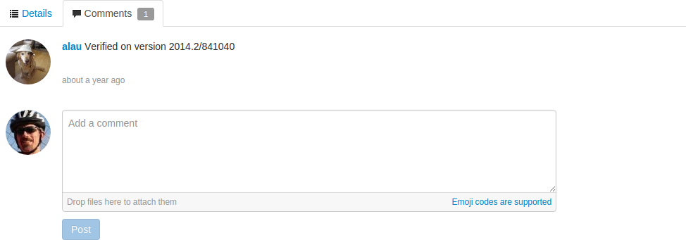 A comment on a job
