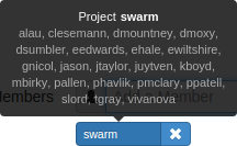 The tooltip showing the membership of an included project
