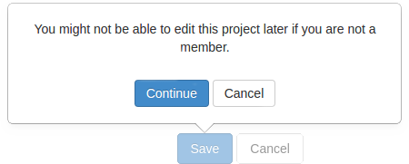 Dialog warning about lack of membership
