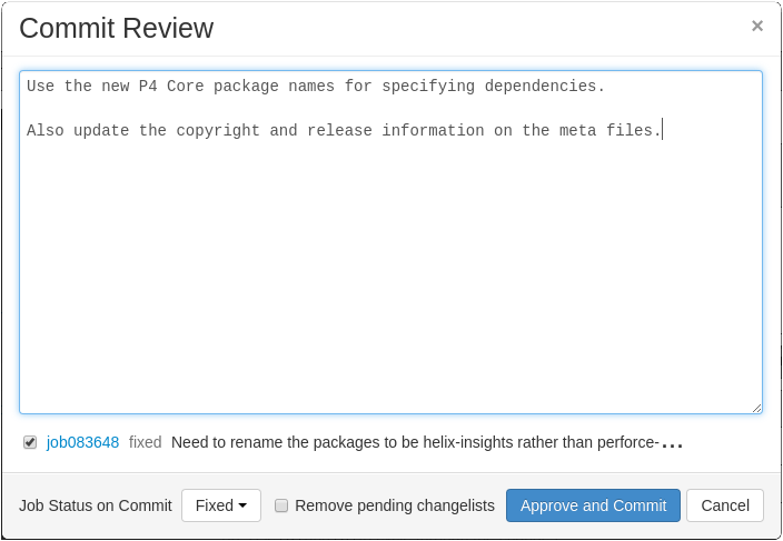 The Commit Review dialog