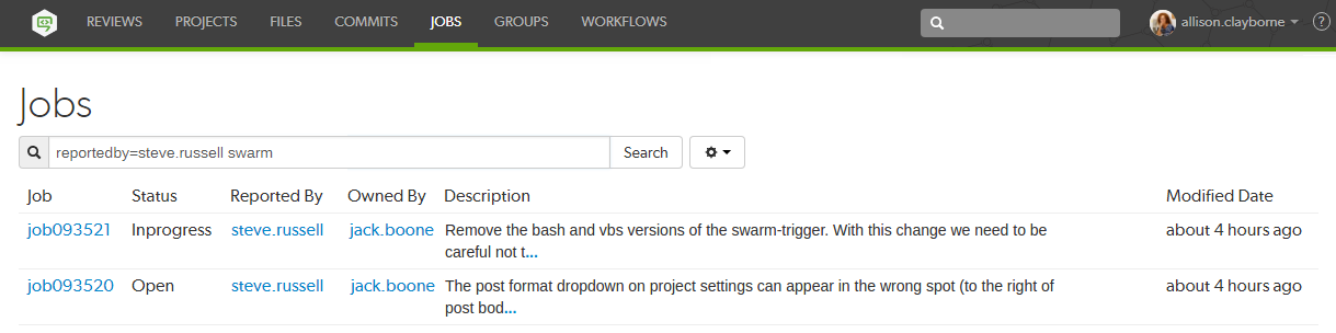 Reordered Job columns image
