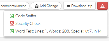 Image of the test status button dropdown list of tests