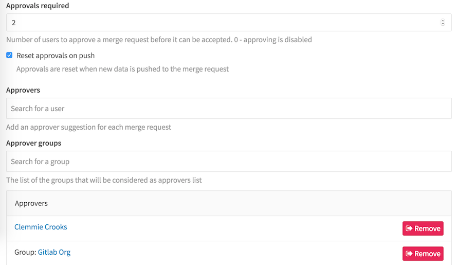 Merge Request Approvals in Project Settings