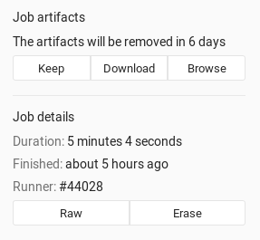 Job artifacts browser button