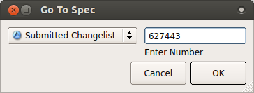 P4V "go to" dialog with changelist entered