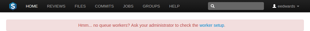 The error message that appears when there are no running workers.
