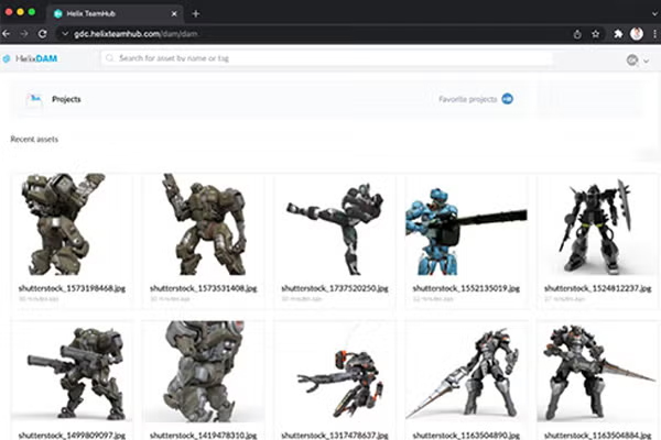 Perforce Helix DAM assets screenshot.