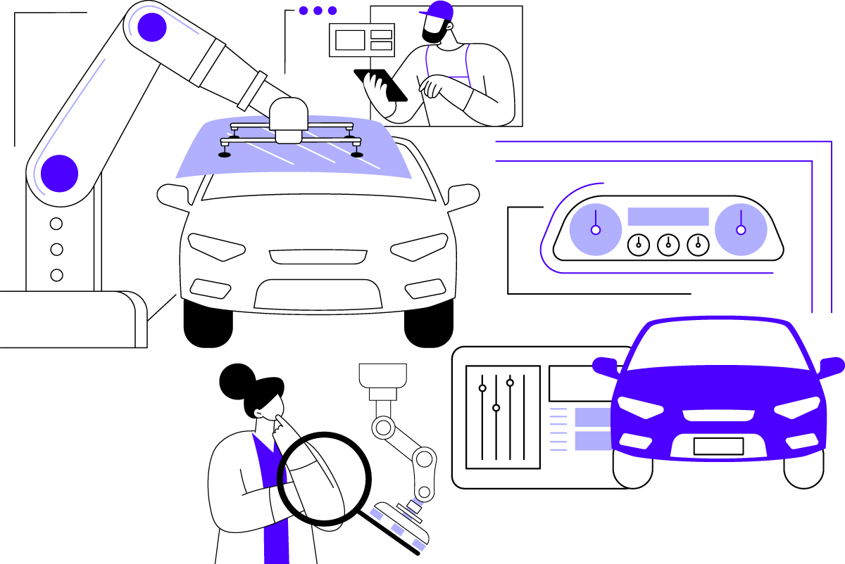 Automotive software development illustration.