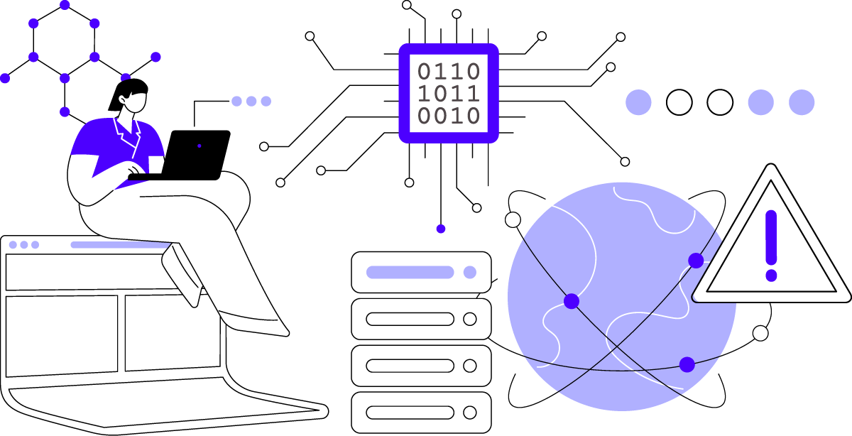 Embedded software security and warning illustration.
