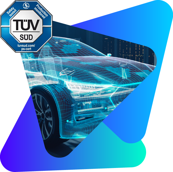 Automobile with TUV SUD badge.