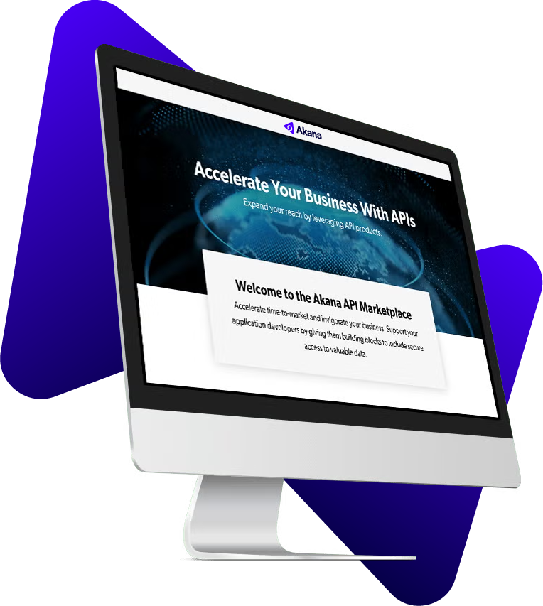 Akana API marketplace developer portal screenshot on computer.