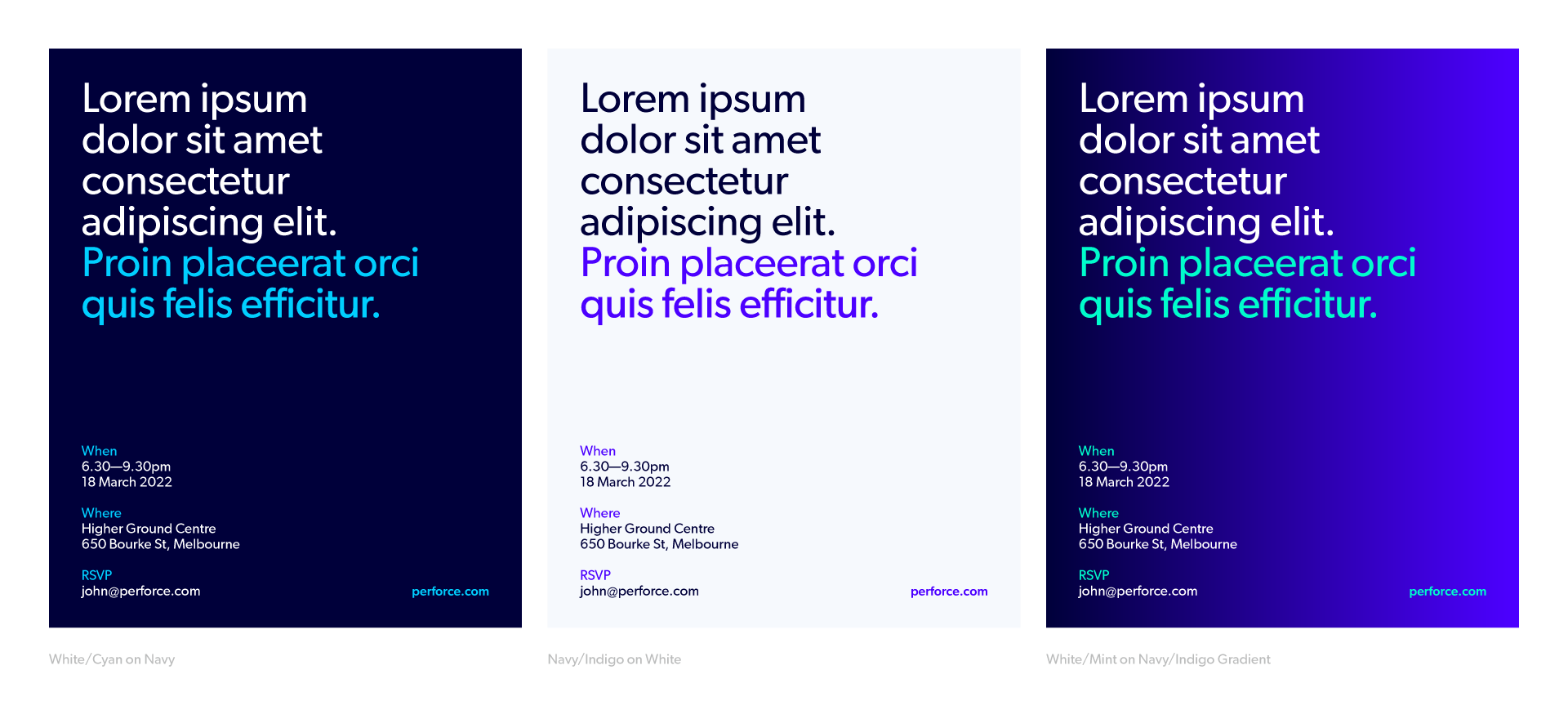 Perforce color usage examples.