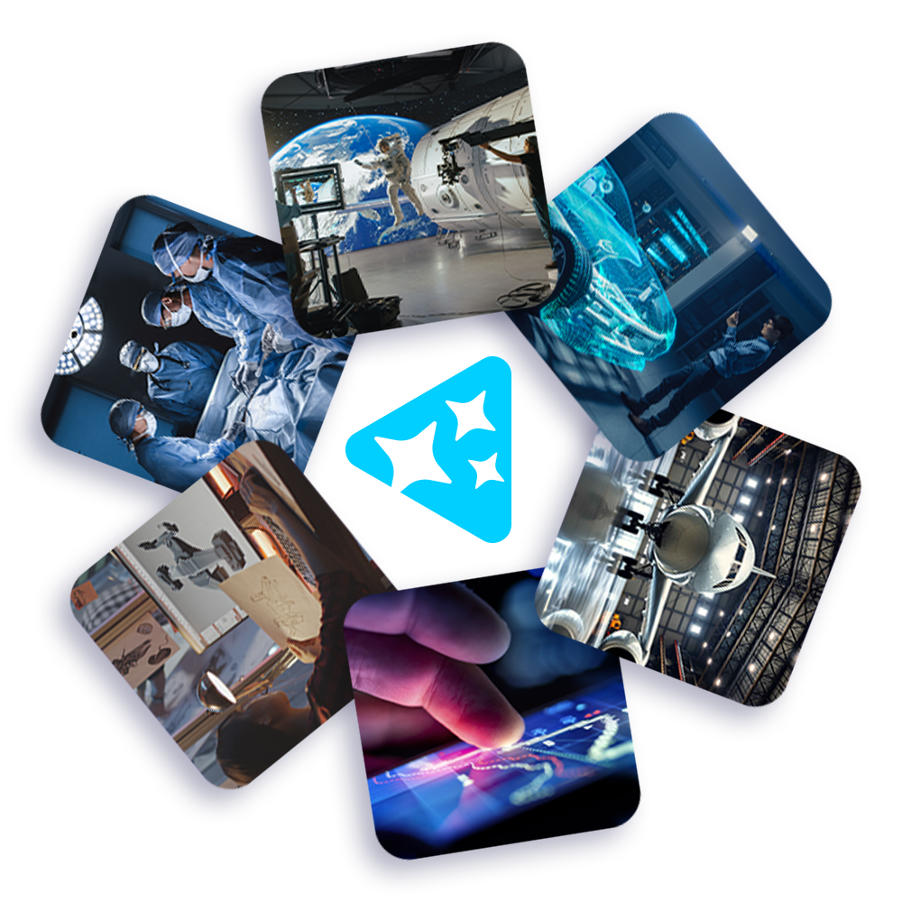 Industry images around the Perforce Intelligence icon.