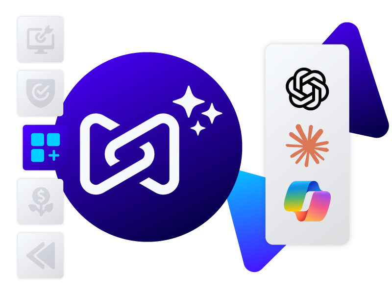 Perforce Intelligence AI logo with setup icon and llm logos.