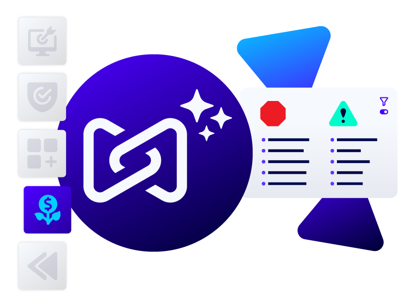 Perforce Intelligence AI logo with cost icon and error/warning window.