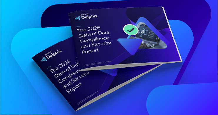 Third Annual State of Data Compliance and Security Report stacked booklets on a patterned background