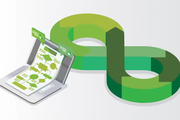 A smartphone displaying a map app with a green route, placed in front of a stylized green loop logo.