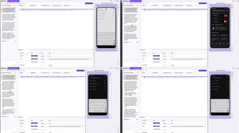 Multiple screenshots of a computer interface on a webpage, showing a login screen and a mobile phone with a dark interface.