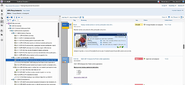 Capture of Perforce ALM managing screen requirements.