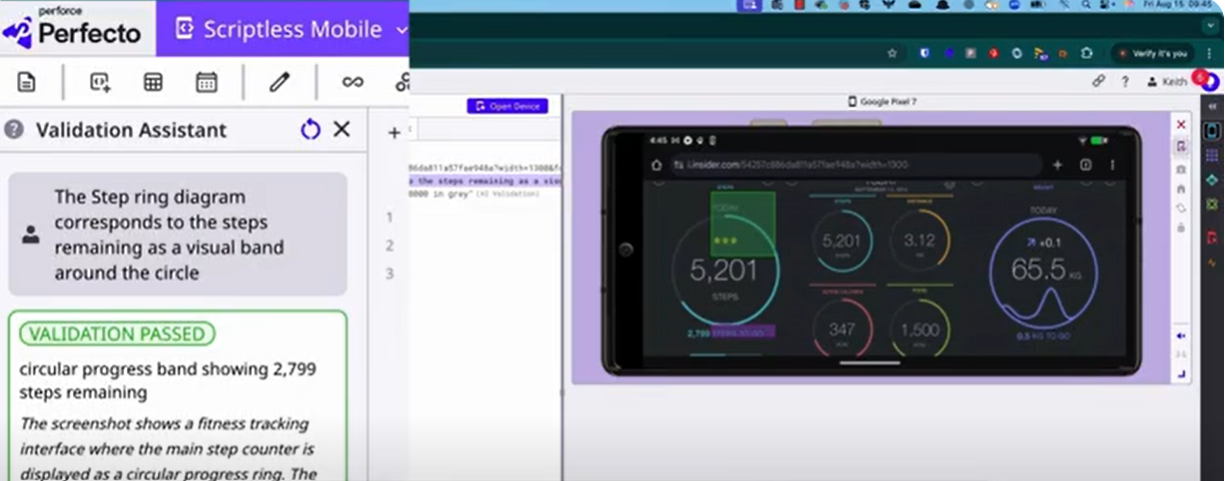 Perfecto AI validating a step ring diagram.