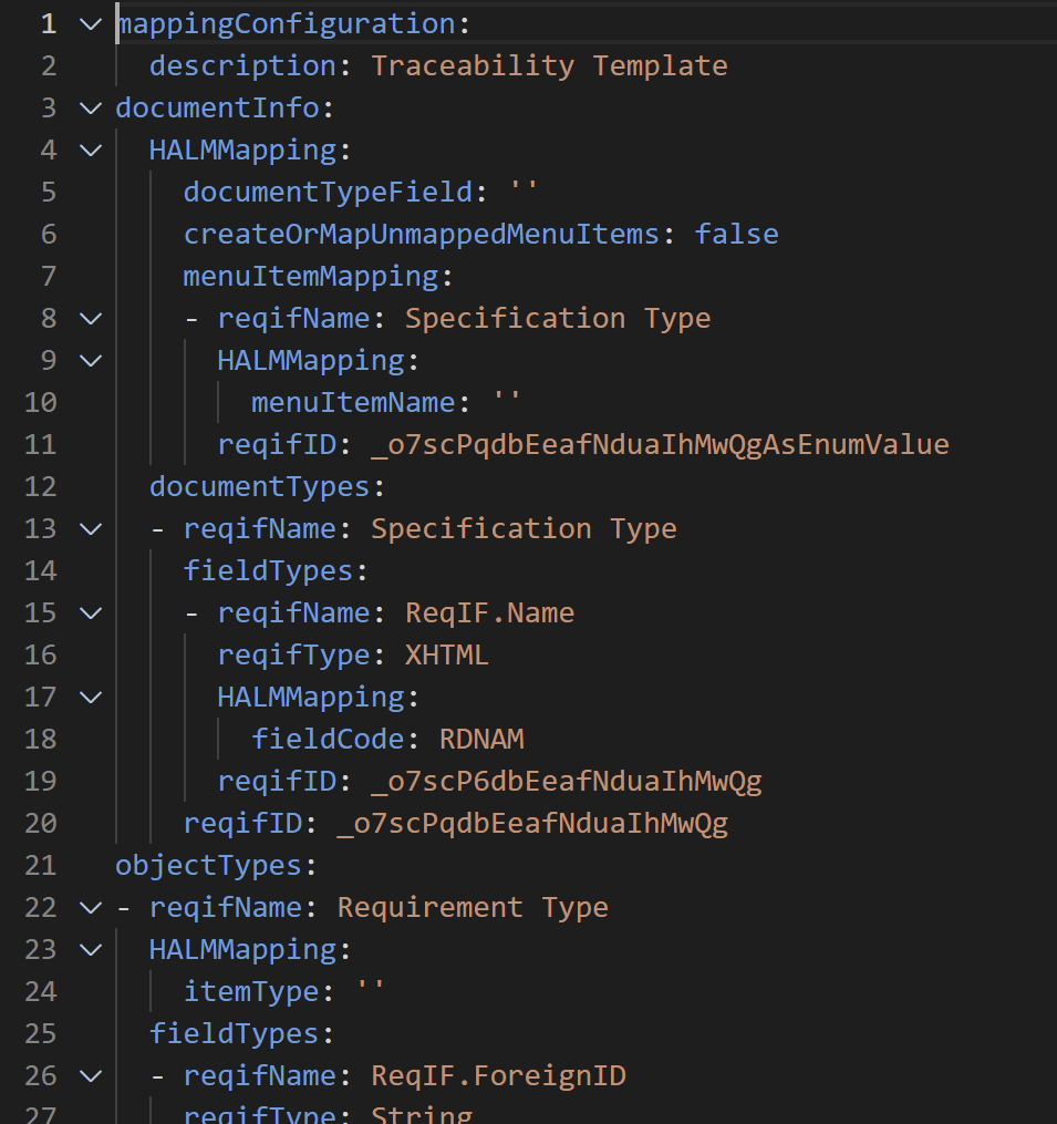 ReqIF mapping configuration.