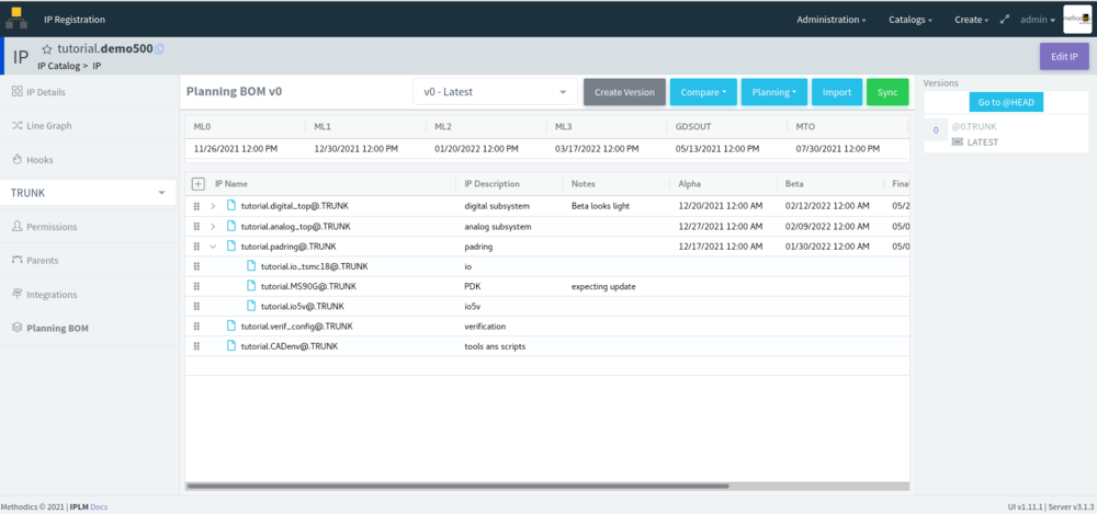 Planning a BoM in Perforce IPLM.
