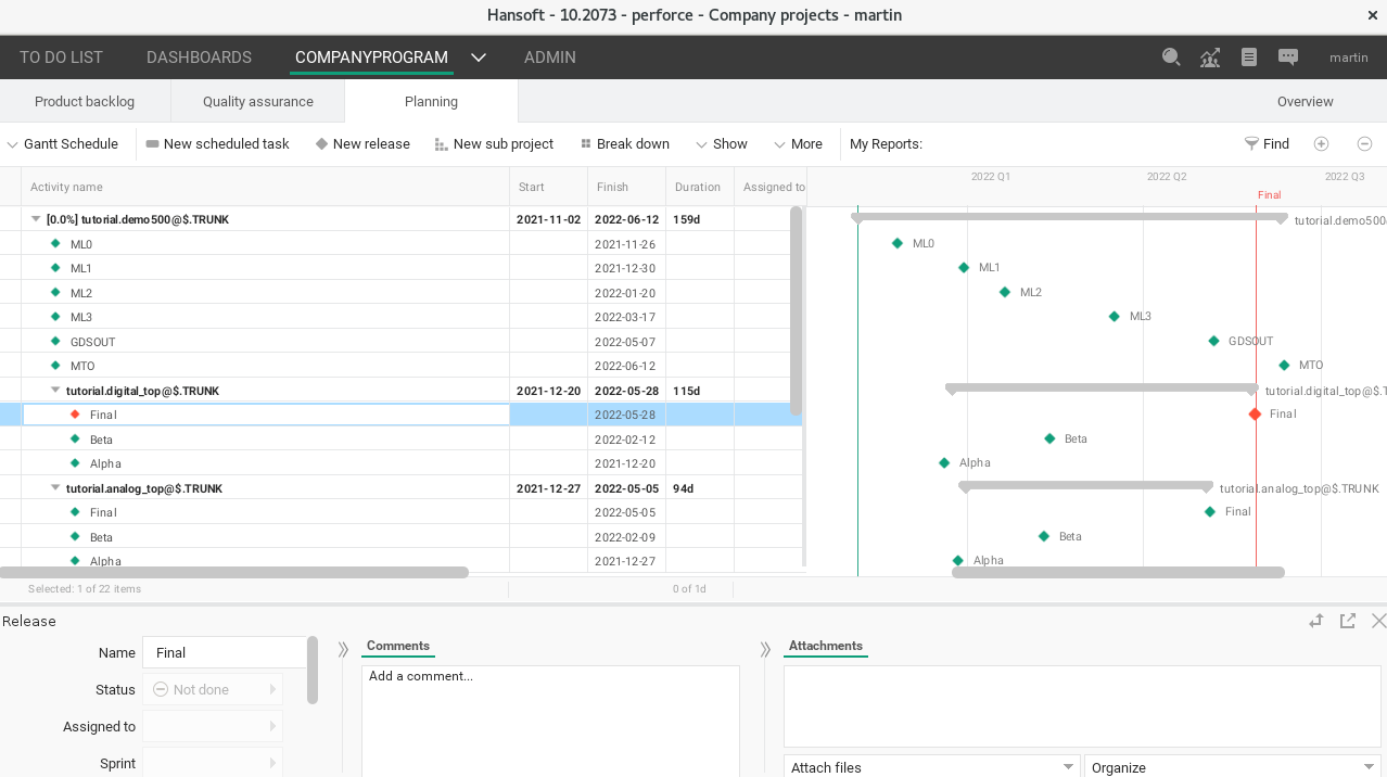 Planning a BoM in Perforce P4 Plan.