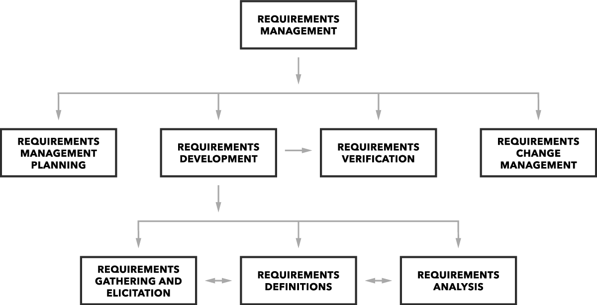 Chart outlining the process for managing requirements.