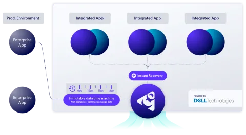 Diagram of the Perforce Delphix Dell-centric environment and workflow