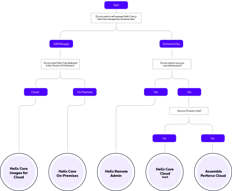 Cloud Deployment Options for Helix Core decision tree diagram.
