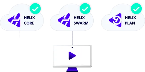 Perforce Helix Core, Helix Swarm, and Helix Plan successfully connected to computer.