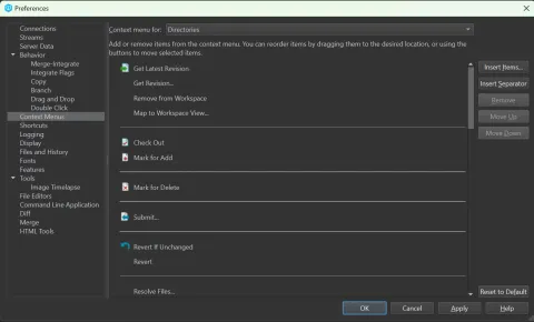 Context Menu P4V