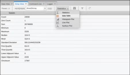 TotalView new array view data table screenshot.